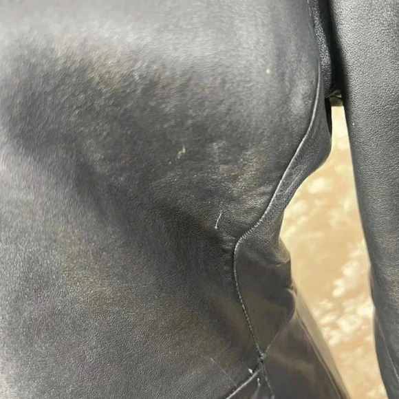 Vintage Newport News Black Leather Jacket Stitched Detailing Size 8 - Picture 8 of 8